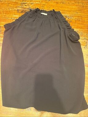 Sleeveless Ruffled Neck Black Womens top